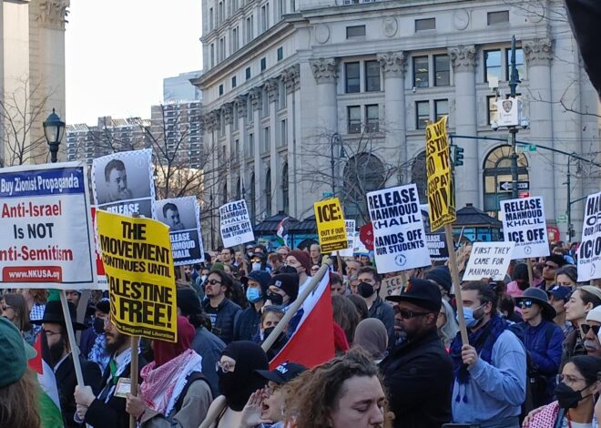 Thousands Take to the Streets in NYC to Demand Mahmoud Khalil’s Freedom and Against Trump’s Attacks on Universities