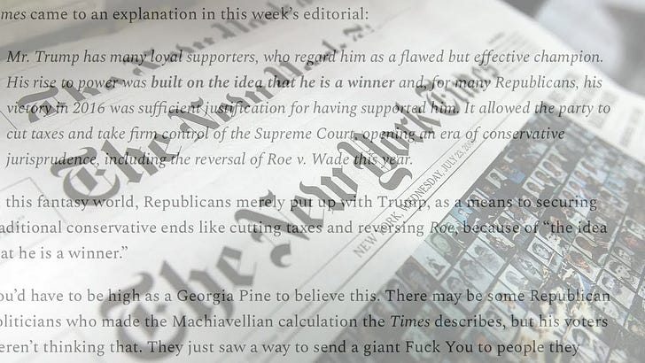 Listen to This Article: No, New York Times, You Don't "Deserve Better" Than Donald Trump.