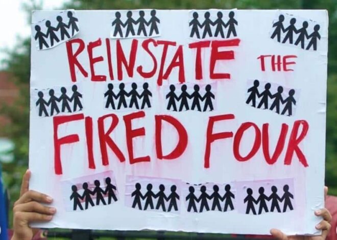 CUNY Workers, Students, and Allies Rally at Brooklyn College, Chanting “McCarthyism No More, Reinstate the Fired Four”