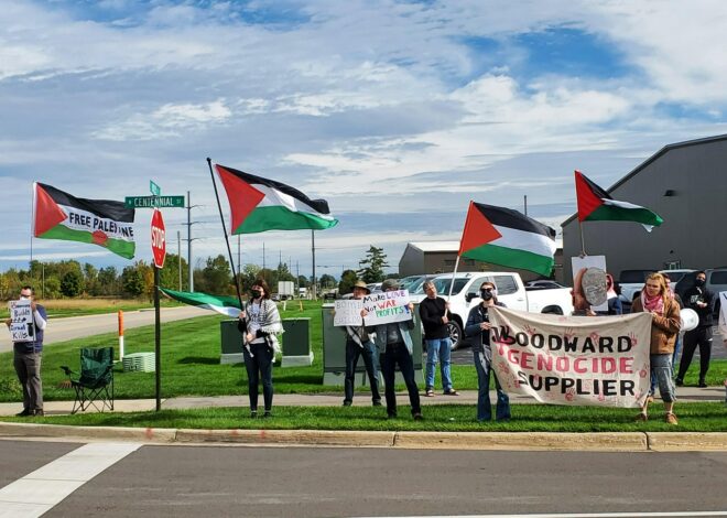 West Michigan protests war profiteer, encourages workers to question contracts — Fight Back! News