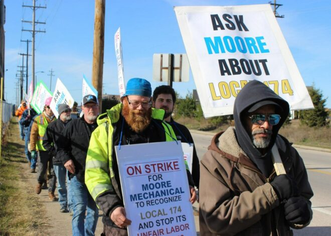 Moore Mechanical plumbers on strike, demand union recognition — Fight Back! News
