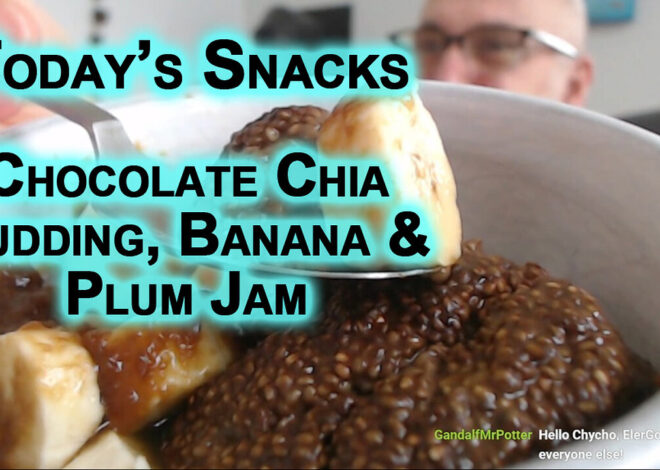 Todayâs Snacks: Electrolytes, Tea and Chocolate Chia Pudding With Banana and Home Made Plum Jam
