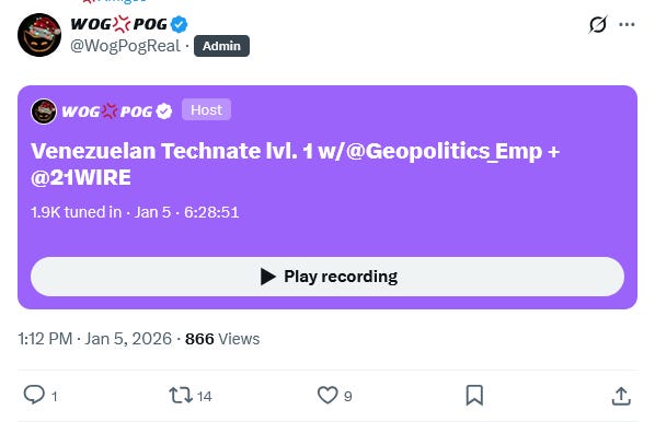 X Space: Venezuelan Technate with Geopolitics & Empire