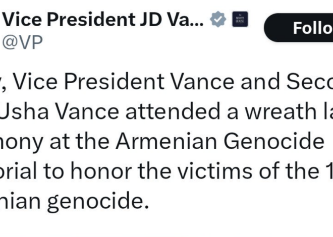 Vance’s X Account Deletes Post About Armenian Genocide