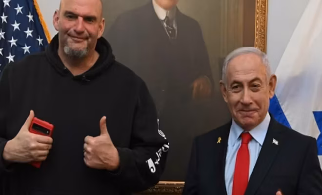 Fetterman Jeered for Threat to Quit Dems Over Israel
