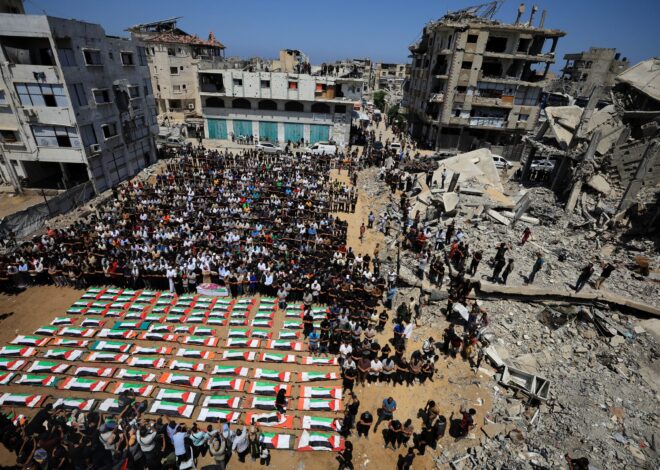 Mass Funeral Held in Gaza for 112 Palestinians From the Same Family Killed by Israeli Airstrikes in 2023