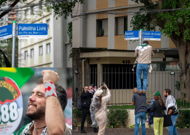 Pro-Palestinian activists cover ‘State of Israel’ Street sign in São Paulo – Middle East Monitor