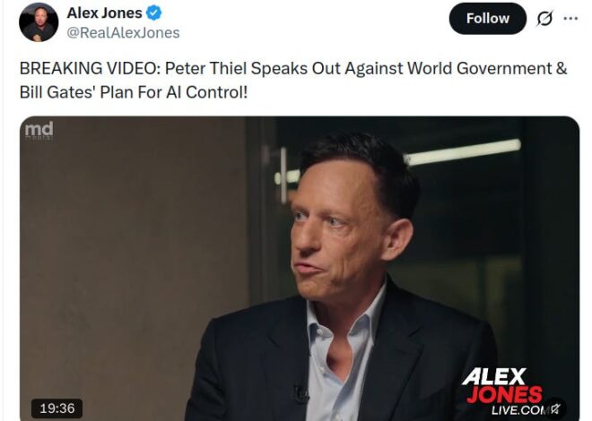 Alex Jones Supports Peter Thiel